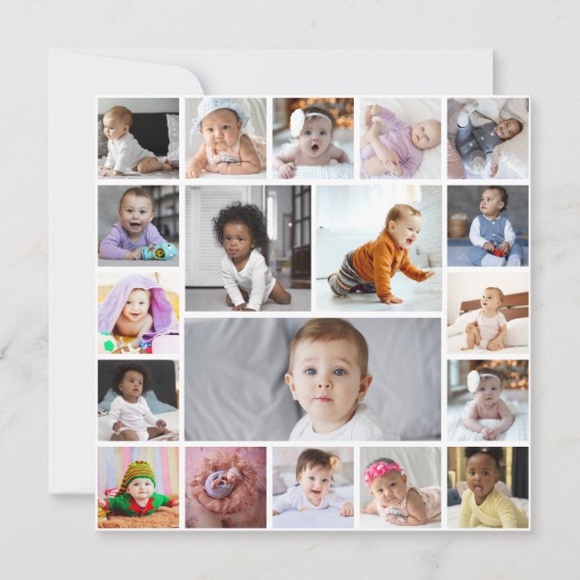 Design Your Own 19 Photo Collage Thank You Card (Front)