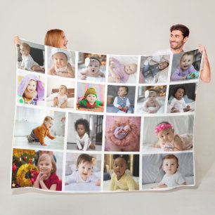 Design Your Own 20 Photo Collage  Fleece Blanket