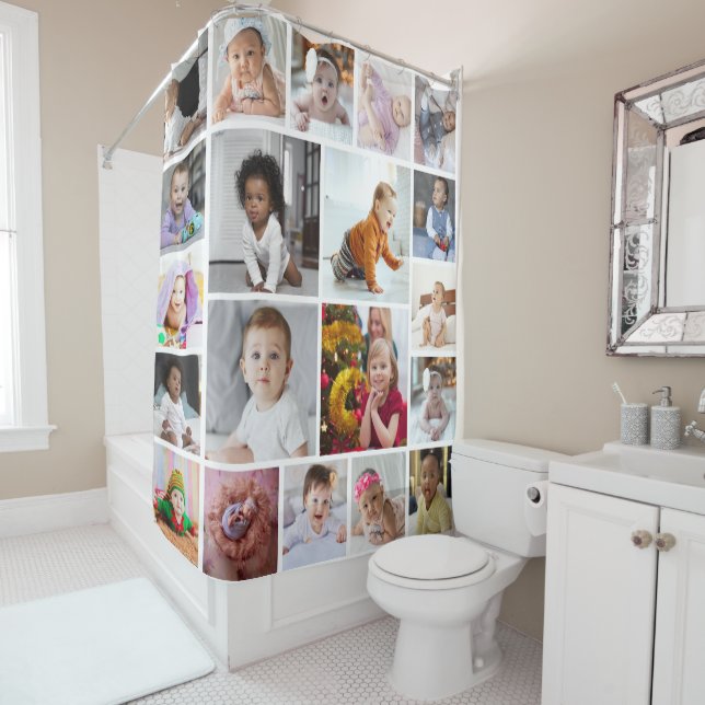 Design Your Own 20 Photo Collage Shower Curtain (In Situ)