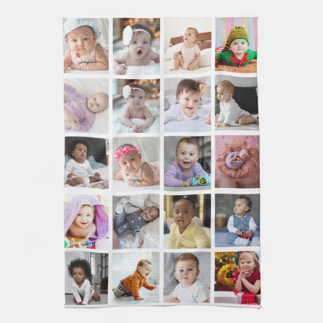 Design Your Own 20 Photo Collage  Tea Towel (Vertical)