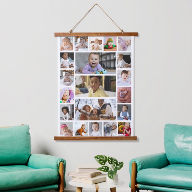 Design Your Own 21 Photo Collage Hanging Tapestry (Living Room)
