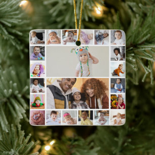 Design Your Own 22 Photo Collage Ceramic Ornament