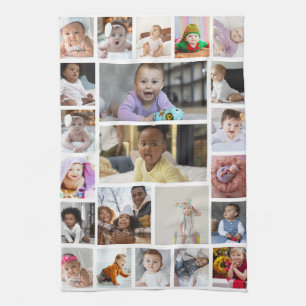 Design Your Own 22 Photo Collage Framed Art Tea Towel