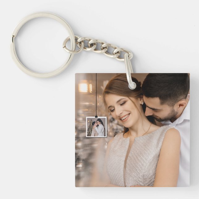Design Your Own 2 Photo Collage Key Ring (Front)