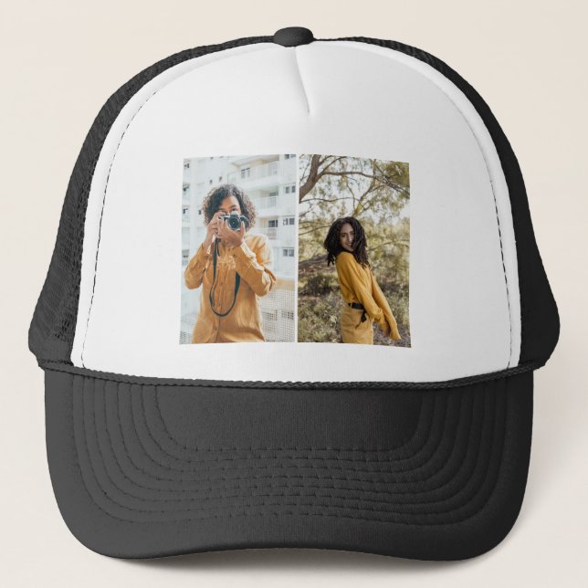 Design Your Own 2 Photo Collage Trucker Hat (Front)