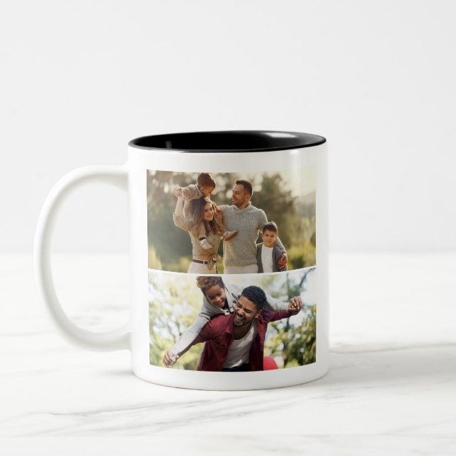 Design Your Own 2 Photo Collage Two-Tone Coffee Mug (Left)