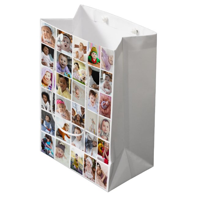 Design Your Own 30 Photo Collage Medium Gift Bag (Front Angled)