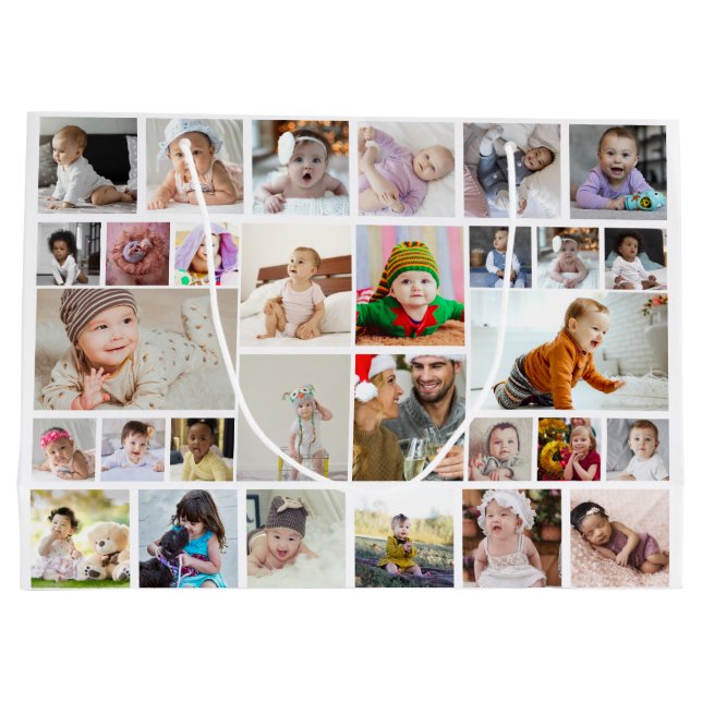 Design Your Own 30 Photo Collage Poster Large Gift Bag (Back)