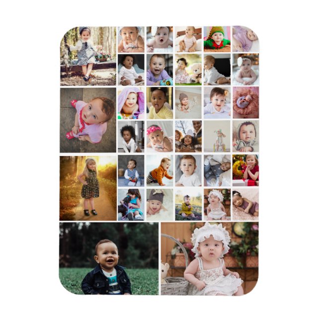 Design Your Own 35 Photo Collage Magnet (Vertical)