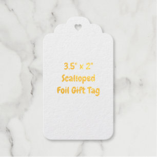 Design Your Own 3.5" x 2" Scalloped Gold Gift Tags