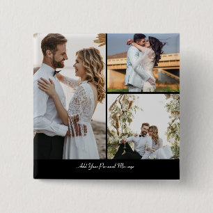 Design Your Own 3 Photo Collage 15 Cm Square Badge