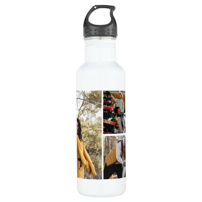 Design Your Own 3 Photo Collage 710 Ml Water Bottle (Front)