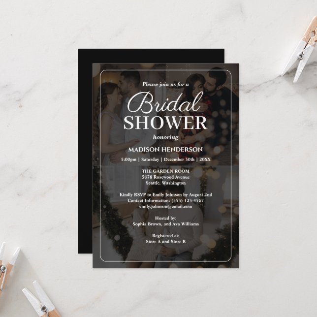 Design Your Own 3 Photo Collage Bridal Shower Invitation (Front/Back In Situ)