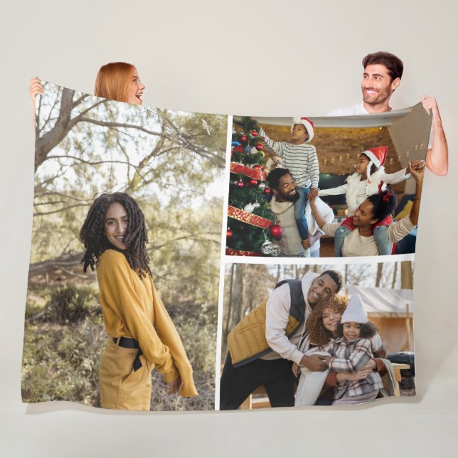 Design Your Own 3 Photo Collage Fleece Blanket (In Situ)
