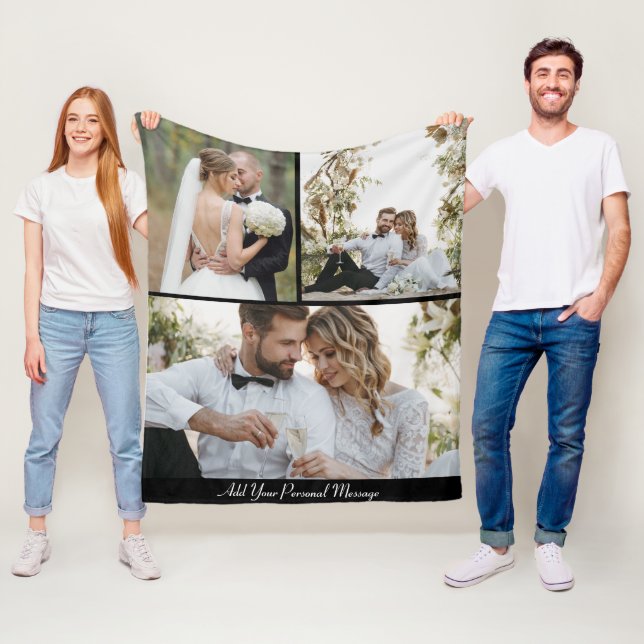 Design Your Own 3 Photo Collage Fleece Blanket (In Situ)
