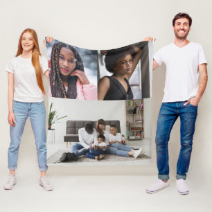 Design Your Own 3 Photo Collage Fleece Blanket