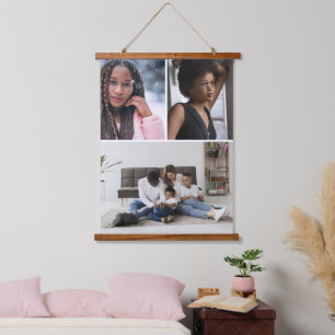 Design Your Own 3 Photo Collage Hanging Tapestry