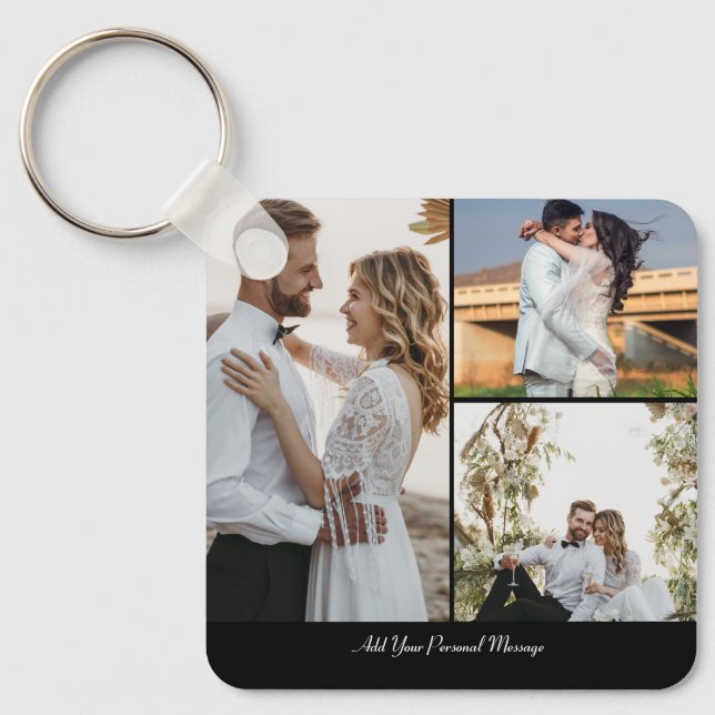 Design Your Own 3 Photo Collage Key Ring (Front)
