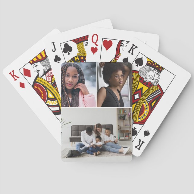 Design Your Own 3 Photo Collage Playing Cards (Back)