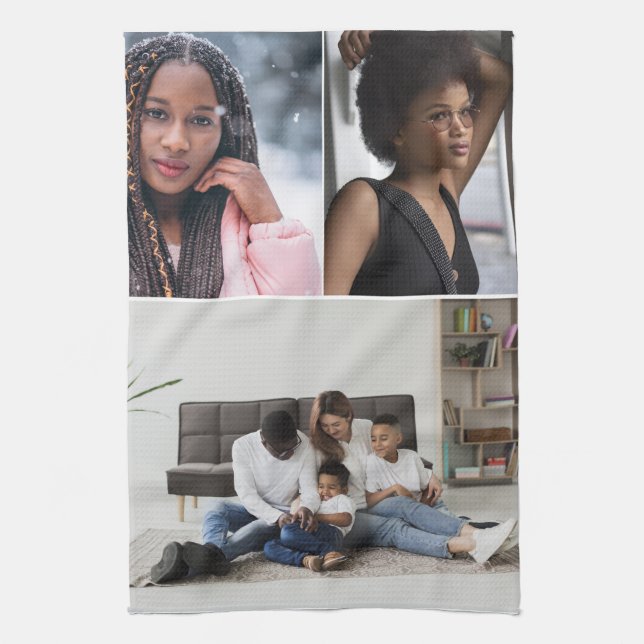 Design Your Own 3 Photo Collage Tea Towel (Vertical)