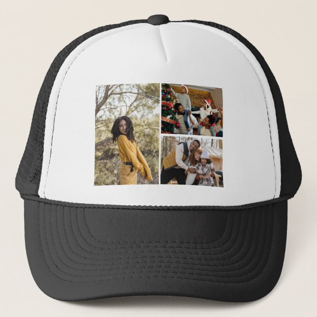 Design Your Own 3 Photo Collage Trucker Hat (Front)