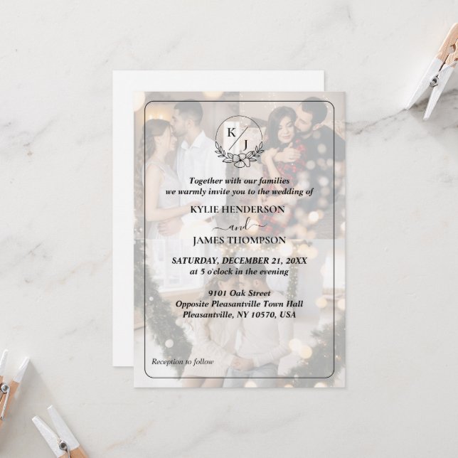 Design Your Own 3 Photo Collage Wedding Invitation (Front/Back In Situ)