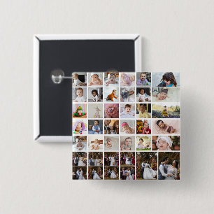 Design Your Own 40 Photo Collage 15 Cm Square Badge