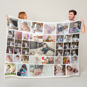 Design Your Own 40 Photo Collage Fleece Blanket
