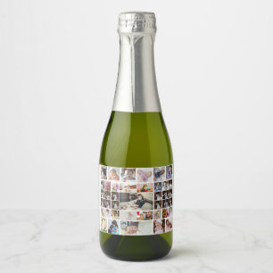 Design Your Own 40 Photo Collage Sparkling Wine Label