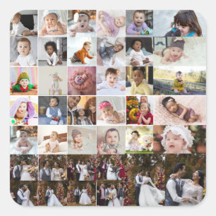 Design Your Own 40 Photo Collage Square Sticker