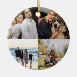 Design Your Own 4 Family Photo Collage  Ceramic Ornament