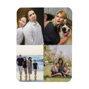 Design Your Own 4 Family Photo Collage Magnet