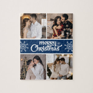 Design Your Own 4 Photo Collage Christmas Jigsaw Puzzle