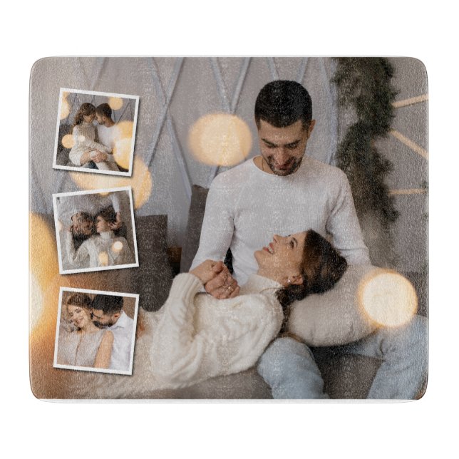 Design Your Own 4 Photo Collage Cutting Board (Front)
