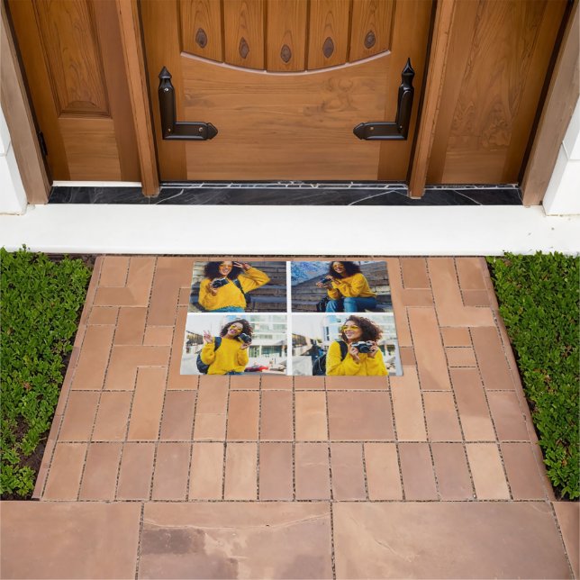 Design Your Own 4 Photo Collage Doormat (Outdoor)