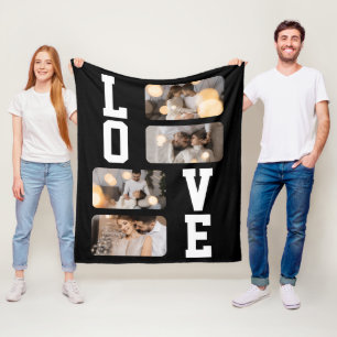 Design Your Own 4 Photo Collage Fleece Blanket