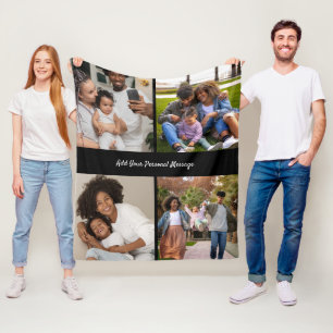 Design Your Own 4 Photo Collage Fleece Blanket