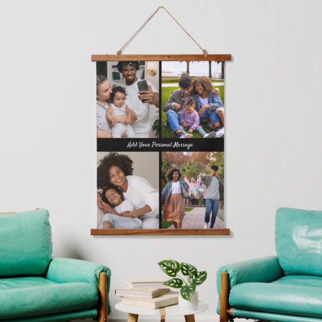 Design Your Own 4 Photo Collage Hanging Tapestry (Living Room)