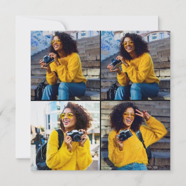 Design Your Own 4 Photo Collage Holiday Card (Front)