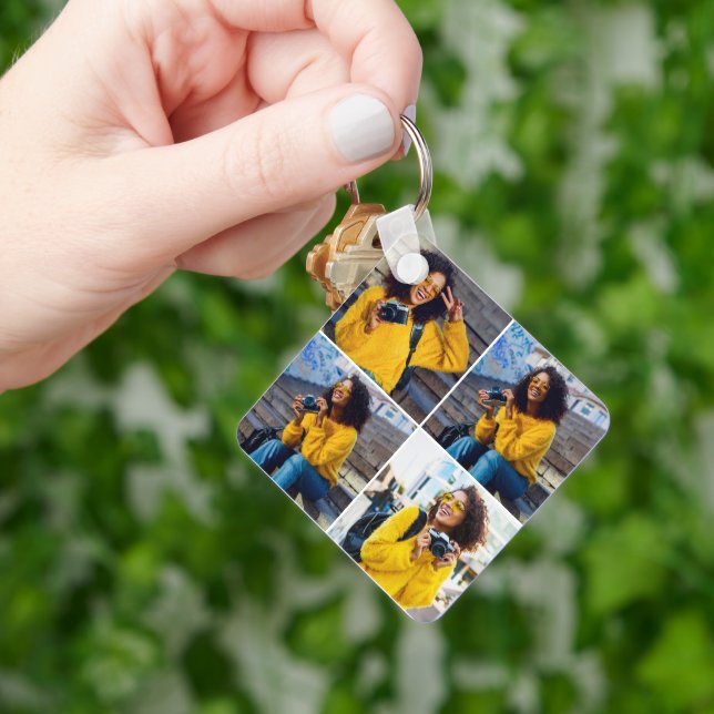 Design Your Own 4 Photo Collage Key Ring (Hand)