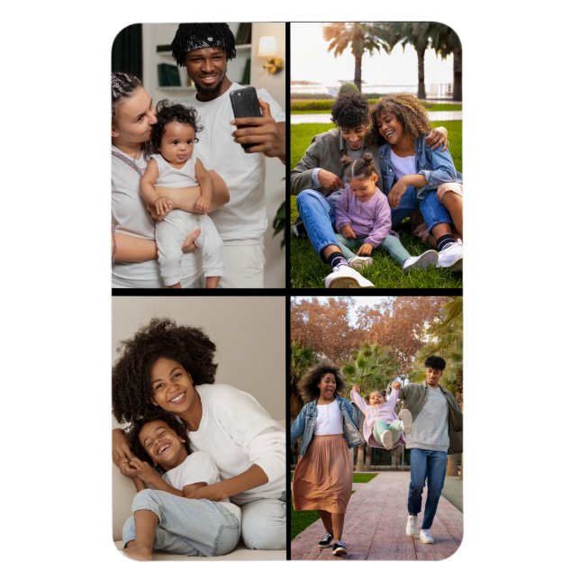 Design Your Own 4 Photo Collage Magnet (Vertical)