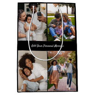 Design Your Own 4 Photo Collage Medium Gift Bag