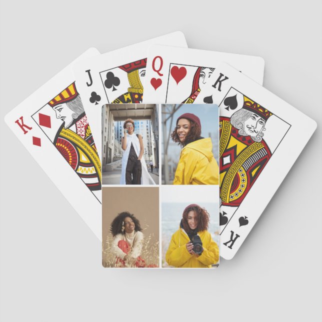 Design Your Own 4 Photo Collage Playing Cards (Back)