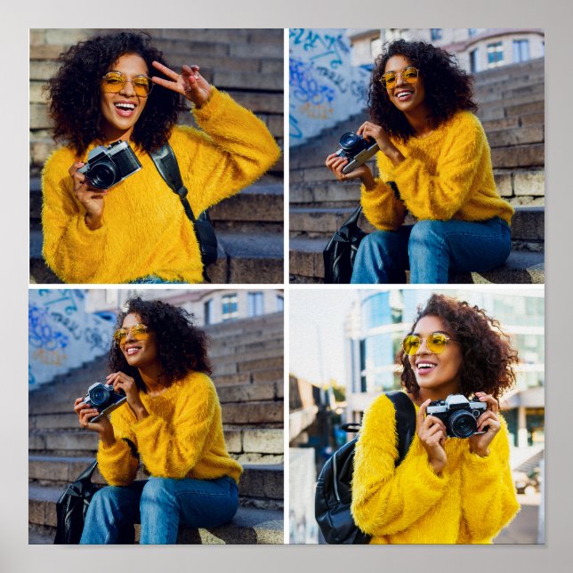 Design Your Own 4 Photo Collage Poster (Front)