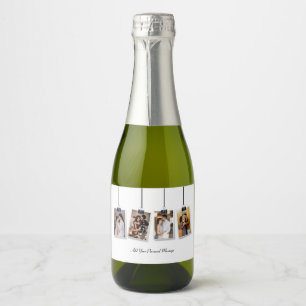 Design Your Own 4 Photo Collage Sparkling Wine Label