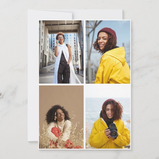 Design Your Own 4 Photo Collage Thank You Card (Front)