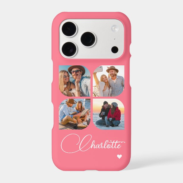 Design Your Own 4 Photo Personalized Name Case-Mat (Back)