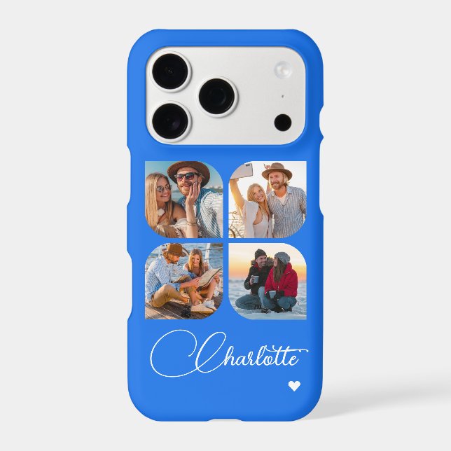 Design Your Own 4 Photo Personalized Name Case-Mat (Back)