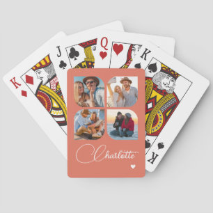 Design Your Own 4 Photo Personalized Name Playing Cards