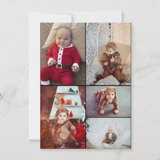 Design Your Own 5 Photo Collage Announcement (Front)